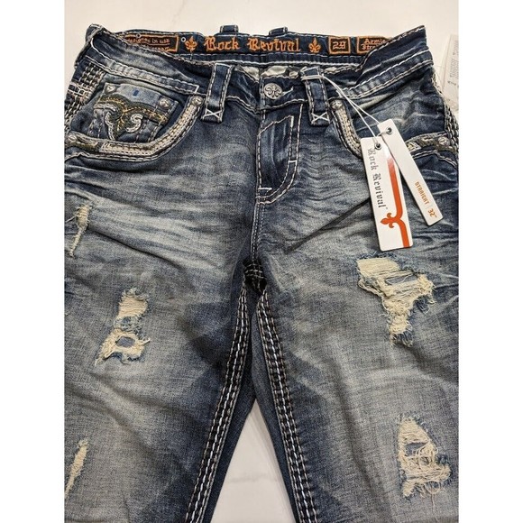 Rock Revival Armie Relaxed Straight Distressed Denim Jeans Men’s Size 29 x 32 - Picture 5 of 9
